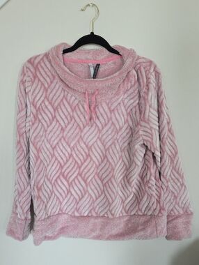 Pink Plush Cowl Neck Sweater XL Soft Cozy Lounge Pullover